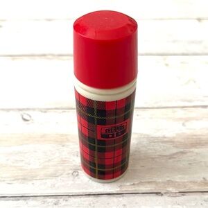 Avon Perfume Body Splash Red Plaid Thermos Collectible